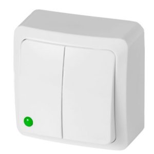 Вимикач 2кл ELECTRO-PLAST BERG білий колір IP20 накладний