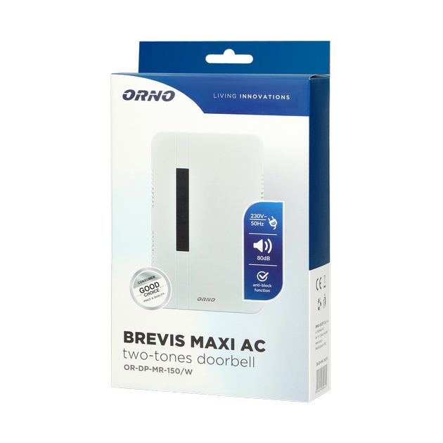 Дзвінок BREVIS MAXI AC 2 тоновий білий 220V OR-DP-MR-150⁄W ORNO фото 3