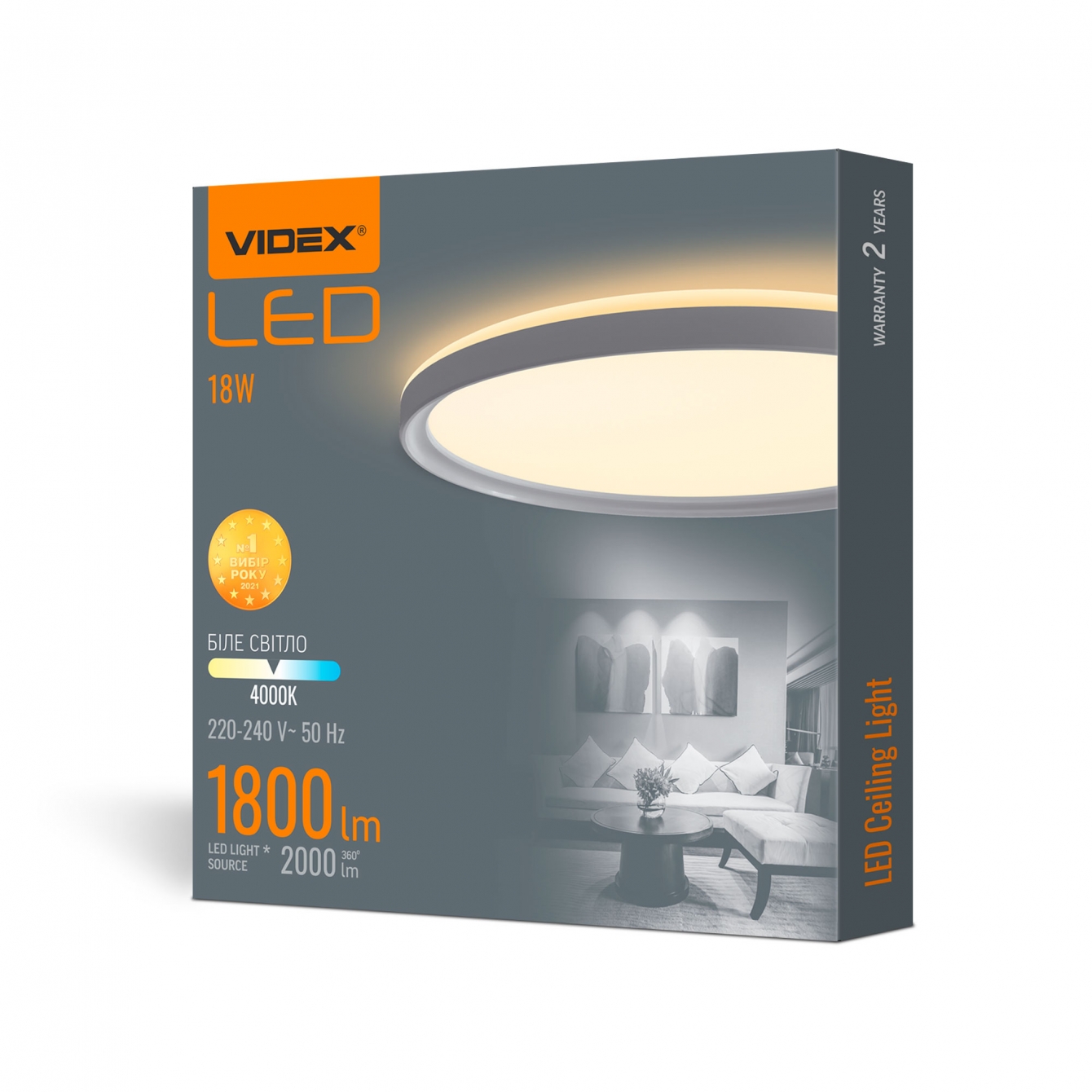 LED світильник з декоративною підсвіткою круглий VIDEX DL3R 18W 4000K Білий фото 4