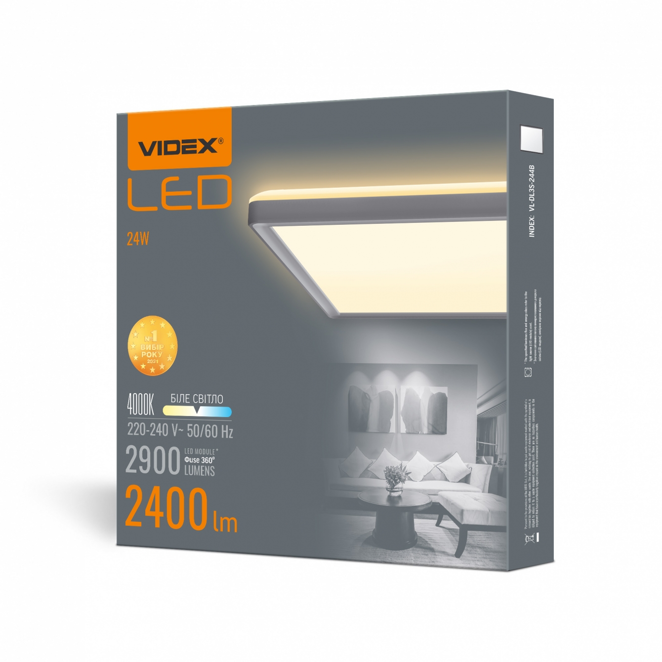 LED світильник з декоративною підсвіткою квадратний VIDEX DL3S 24W 4000K Білий фото 4