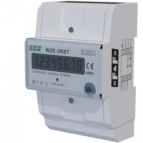 Трифазний лічильник електроенергії F&F WZE-3RST, 80A фото 2