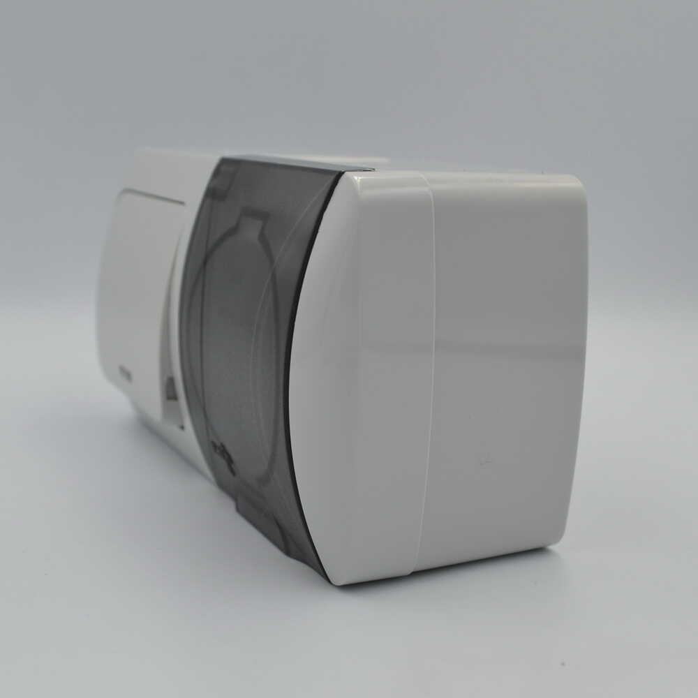 Вимикач EVA світло-сірий 1кл накладний з підсвіткою+розетка 1-на з кришкою IP54 фото 2
