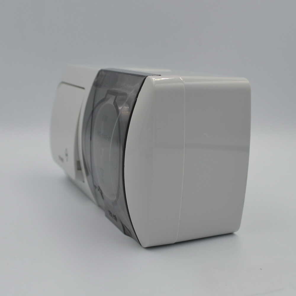 Вимикач EVA світло-сірий прохідний 1кл накладний з підсвіткою+розетка 1-на з кришкою IP54 фото 2