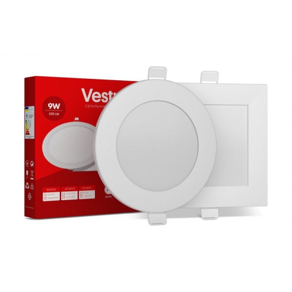 Світильнийк LED врізний круглий Vestum 9W 6000K 220V