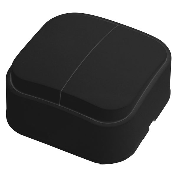 Вимикач 2 клавішний накладний чорний EVA