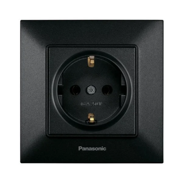 Розетка Panasonic Arkedia Slim чорна із заземленням