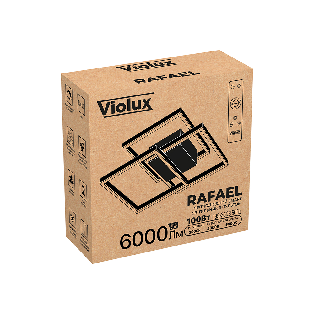 Світильник smart Violux RAFAEL 100W 3000K-5000K 8500LM прямокутний чорний 500×410 фото 2